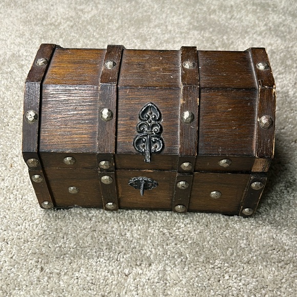 Other | Vintage Pirate Treasure Chest Wooden Jewelry Box | Poshmark